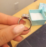 3.5Ct Cushion Diamond Accent Halo Solitaire Engagement Ring 14K White Gold Over