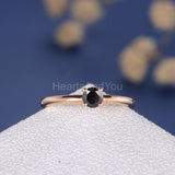 0.5ct Round Cut Simulated Black Diamond Solitaire Ring 14k Rose Gold Plated