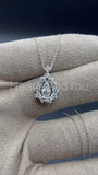 1ct Round Cut Moissanite Open Halo Pendant with Chain 14k White Gold Plated