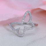1.5ct Round Cut Diamond Butterfly Design Statement Ring 14k White Gold Finish