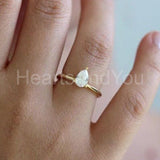 0.4ct Pear Simulated Diamond Solitaire Engagement Ring 14k Yellow Gold Plated