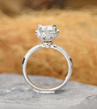 Halo Solitaire with Accents Ring 1.7ct Round Cut Diamond 14k White Gold Finish