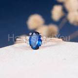 0.5ct Oval Cut Simulated Sapphire Petite Engagement Ring 14k Yellow Gold Plated