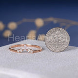 0.2ct Pear Cut Simulated Diamond Chevron Crown Wedding Band 14k Rose Gold Plated