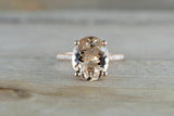1.5ct Oval Cut Peach Morganite Halo Solitaire Engagement Ring 14k Rose Gold Over
