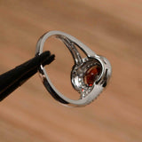 2.4ct Oval Cut Red Garnet Halo Split Shank Engagement Ring 14k White Gold Finish