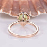1ct Pear Cut Green Peridot Halo Solitaire Engagement Ring 14k Rose Gold Finish