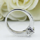2.7ct Emerald Cut Diamond Engagement Ring Halo Split Shank 14k White Gold Finish
