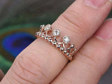 1.2ct Round Cut Diamond Engagement Ring Princess Crown Tiara 14k RoseGold Finish