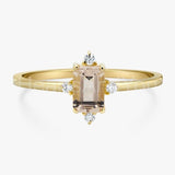 1ct Emerald Cut Simulated Peach Morganite Solitaire Ring 14k Yellow Gold Plated