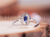 2.3ct Oval Cut Simulated Sapphire Cocktail Engagement Ring 14k White Gold Plated