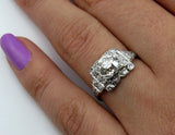 4Ct Round Cut Diamond Edwardian Vintage Antique Women Ring 14K White Gold Finish