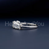 0.5ct Asscher Simulated Diamond Five Stone Wedding Band 14k White Gold Plated