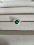 1ct Engagement Ring Round Cut Green Emerald Infinity 14k White Gold Finish