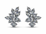 1ct Pear Cut Diamond Floral Cluster Stud Earrings Women 14k White Gold Finish