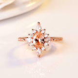 2ct Oval Cut Peach Morganite Engagement Ring Diamond Floral 14k Rose Gold Finish