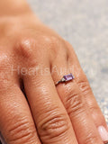 0.5ct Baguette Cut Simulated Purple Amethyst Trilogy Ring 14k White Gold Plated