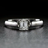 0.75Ct Emerald Cut VVS1D Diamond Solitaire Engagement Ring 18K White Gold Finish