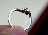 0.56ct Engagement Ring Round Cut Pink Ruby Swirl Trilogy 14k White Gold Finish