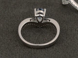2.3ct Engagement Ring Pear Cut London Blue Topaz Bridal Set 14k WhiteGold Finish