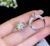 2.3ct Engagement Ring Round Cut Diamond Iced Cluster Accent 14k WhiteGold Finish