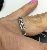 2ct Round Cut Black Diamond Vintage Inspired Stackable Band 14k WhiteGold Finish