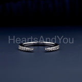 0.3ct Round Cut Moissanite Open Cuff Stackable Wedding Band 14k WhiteGold Plated