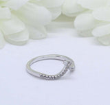 0.4ct Round Cut Diamond Wedding Band Curved Chevron Crown 14k White Gold Finish