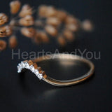 0.25ct Round Cut Moissanite Curved Stackable Wedding Band 14K Yellow Gold Plated