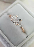 2.5ct Cushion Cut Diamond Pear Accent Trilogy Engagement Ring 14k Rose Gold Over