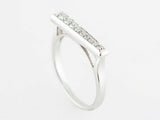 1ct Round Cut Diamond Engagement Ring Horizontal Bar Design 14k WhiteGold Finish
