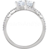 2.2ct Round Cut Moissanite Split Shank Engagement Ring 14k White Gold Plated