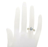 2.3ct Oval Cut Blue Aquamarine Solitaire with Accent Ring 14k Yellow Gold Finish