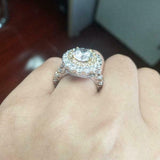 4Ct Round Cut Diamond Dual Halo Floral Engagement Ring 14K White Gold Finish