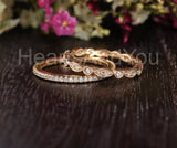 0.5ct Round Cut Moissanite Full Eternity Wedding Bands 14k Yellow Gold Plated