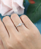 0.5ct Round Cut Moissanite Cluster Minimal Engagement Ring 14k White Gold Plated