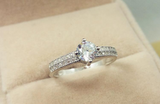 2.7Ct Round Cut Diamond Dual Row Accent Engagement Ring 14K White Gold Finish
