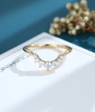 0.35ct Round Cut Moissanite Curved Women Wedding Band 14k Yellow Gold Plated