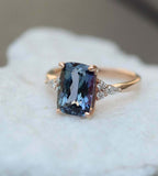 2ct Engagement Ring Radiant London Blue Topaz Diamond Petite 14k Rose Gold Over