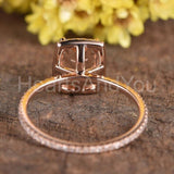 1.5ct Cushion Cut Simulated Morganite Halo Engagement Ring 14k Rose Gold Plated