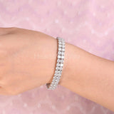 10ct Round Cut Moissanite Dua Row Cocktail Tennis Bracelet 14k White Gold Plated