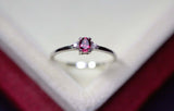 0.3ct Engagement Ring Oval Cut Pink Ruby Trilogy Minimalist 14k White Gold Over