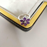 3ct Engagement Ring Pear Cut Purple Amethyst Floral Solitaire 14k WhiteGold Over