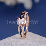 1.2ct Oval Cut Simulated Peach Morganite Split Shank Ring 14k Rose Gold Plated