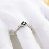 1ct Round Cut Blue Sapphire Floral Milgrain Solitaire Ring 14k White Gold Finish