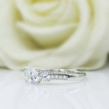 2ct Round Cut Diamond Solitaire with Accents Trilogy Ring 14k White Gold Finish