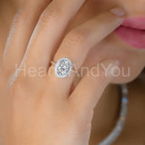 2.2ct Oval Simulated Diamond Solitaire Accents Halo Ring 14k White Gold Plated