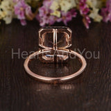 2.1ct Emerald Cut Simulated Morganite Halo Engagement Ring 14k Rose Gold Plated