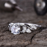 1.4ct Engagement Ring Round Cut Diamond Petal Filigree 14k White Gold Finish