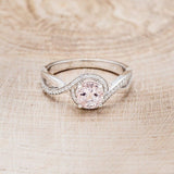 2ct Round Cut Simulated Peach Morganite Infinity Halo Ring 14k White Gold Plated